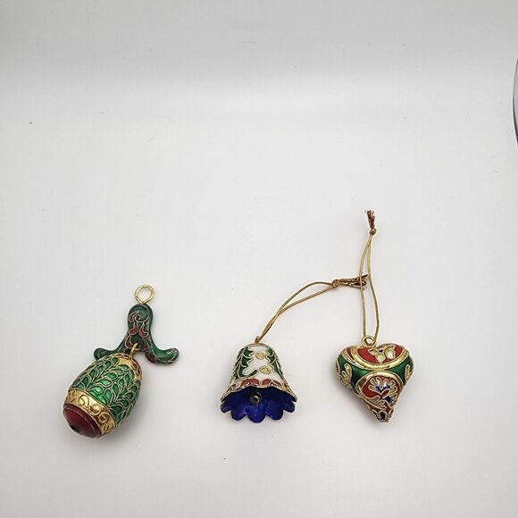 Set of 3 Cloisonne Christmas Ornaments - Picture 2 of 6